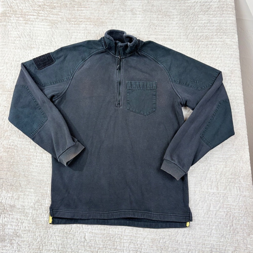 5.11 Tactical Mens Quarter Zip Fleece Job Shirt Black Reinforced Elbows Size M